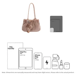Plüsch-Shopper mit Kapazitätsanzeige für 11-Zoll-iPad und tägliche Utensilien