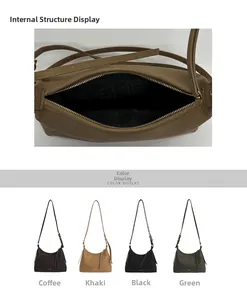 Detail view showing the secure zipper closure and four color options of the dumpling bag