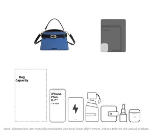 Blue denim crossbody bag capacity showcase featuring interior space for phone and essentials