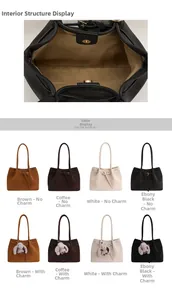 Détail des couleurs du grand sac cabas et de l'intérieur avec fermoir magnétique