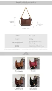 Detailed size and material chart for suede tote bag with four color options shown