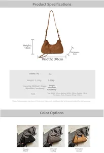 Detailed view of large PU hobo bag dimensions and versatile strap options in multiple colors