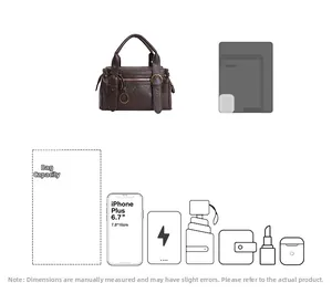 Comparaison de taille et guide de capacité pour ce sac Boston marron foncé vintage