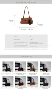 Detailed size guide and color matrix for the retro PU leather baguette shoulder bag