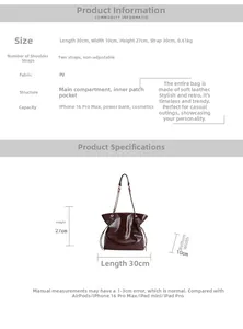Guide des tailles pour grand sac cabas en similicuir avec double chaîne et fini vintage