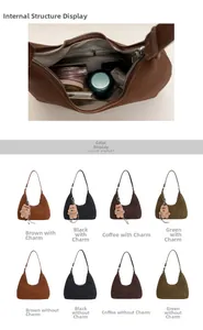 Detalle interior del bolso hobo con compartimento principal y bolsillo con cremallera