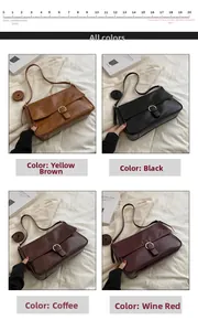 Detail view showing four colors of soft leather crossbody bags with metal ring buckle