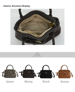 Detail view of tote bag interior pocket and multi-color palette in textured faux leather