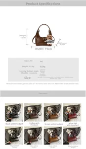 Spécifications de taille et choix de couleurs pour le sac demi-lune vintage en PU
