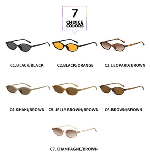 Detailed view of oval vintage sunglasses showing 7 available color options in a grid layout