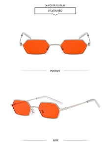 Detaillierte Vorder- und Seitenansicht der Vintage Sechskant-Sonnenbrille aus Metall