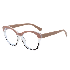 Classic cat-eye blue light blocking glasses in matte light coffee and leopard print frames