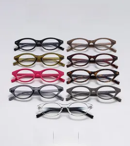 Detailed collection of retro oval cat-eye eyewear frames in nine diverse fashion colors