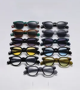 Multi-color oval frame sunglasses collection showing diverse lenses and frame variations