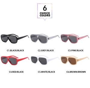 Six couleurs de lunettes de soleil pilote carrées vintage avec monture épaisse et double pont