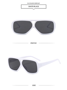Vues de face et de côté de lunettes de soleil carrées blanches à double pont tendance