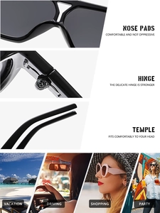Détails macro de lunettes de soleil carrées brillantes avec plaquettes et charnières métal