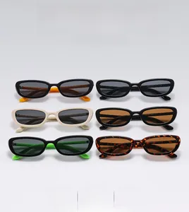 Classic retro oval sunglasses collection in six colors with glossy frames and UV lenses