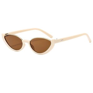 Lunettes de soleil œil de chat à demi-monture crème avec des crème avec des verres teintés marron