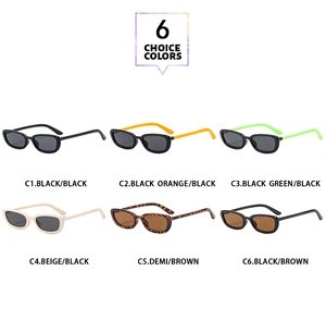 Collection of vintage rectangular sunglasses in six different color frame options