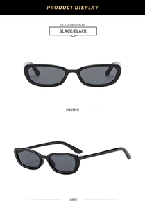 Front and side view of classic black square sunglasses with dark lenses on white background