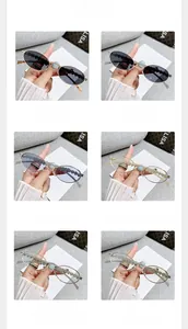 Multiple color options for oval metal heart-inlaid sunglasses and anti-blue light glasses