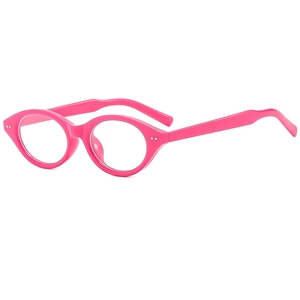 Retro oval hot pink eyeglasses frames for fashion streetwear with anti-blue light lenses