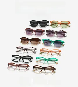 Collection of stylish polygon and cat-eye sunglasses in multiple colors and patterns