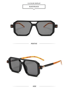 Classic black square sunglasses featuring vintage tortoiseshell temples and metal accents