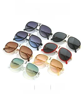 Collection of retro aviator sunglasses in black, tortoiseshell, red, and ivory frames