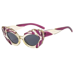 Fashion Cat Eye Sunglasses UV400 Protection PC Frame AC Lens Wave Flame Texture Trendy Party Outdoor Eyewear For Women