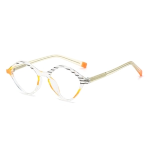 Fashion rhombic sunglasses with orange accents and striped frames for outdoor street style