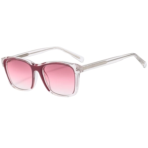 Fashionable square jelly frame sunglasses with pink gradient lenses and metal wire core