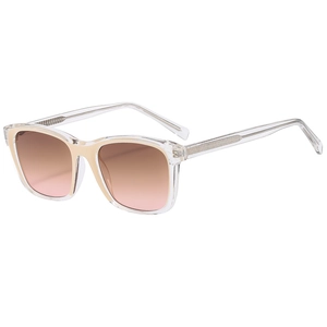 Fashionable square jelly sunglasses with pink gradient lenses and glitter detail