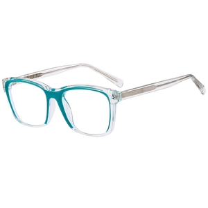 Fashionable square jelly color sunglasses with transparent green frames in retro style
