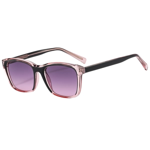Fashionable square jelly sunglasses with pink gradient lenses and two-tone frames