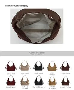 Internal structure and size comparison of hobo shoulder bags in five classic colors