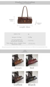 Detailed size specifications for the vintage PU leather rectangle shoulder bag