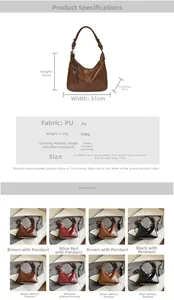 Detailed size guide and material specifications for this PU leather crossbody tote bag