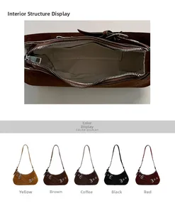 Macro detail of the interior compartment and multi-color options of the leather bag