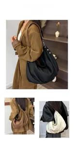 Three colors of oversized canvas tote bags shown on models for stylish commuting