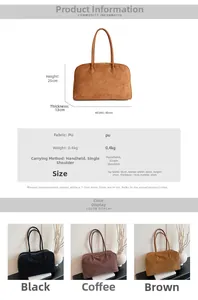 Size chart showing large PU leather tote dimensions 40x25x13cm for commute hand bags