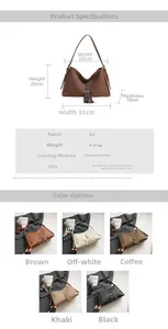 Detaillierte Größentabelle und Parameter für die plissierte Vintage Schultertasche