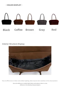 Macro shot of large suede tote interior with black lining and secure zipper pocket
