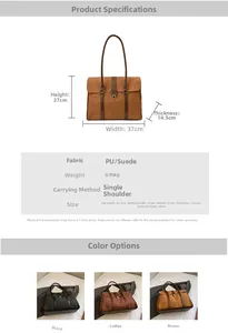 Guida alle dimensioni dettagliate per borsa tote in PU grande con misure e colori