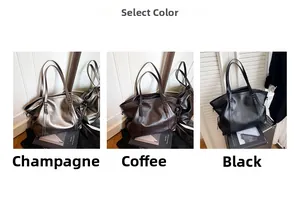 Detailed comparison of three tote bags in champagne gold, dark coffee, and classic black