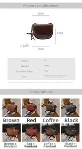 Tableau des tailles détaillé pour sac bandoulière minimaliste en cuir PU et mesures
