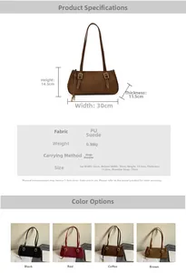 Size chart for minimalist underarm bag with dimensions 30x14.5x11.5cm in retro PU leather
