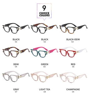 Neuf options de couleurs pour montures de lunettes vintage avec détail chaîne dorée