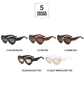 Lunettes de soleil œil-de-chat en cinq coloris avec montures en écaille et métal